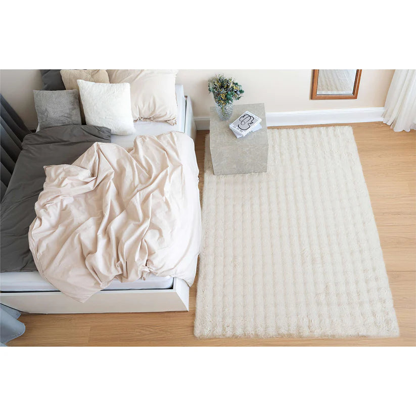 Teppich – Cloud-Soft Hochflor Komfort, 3D Tiefen Design, Creme Farbe, 200 x 290 cm - Hailey 125 | Kayoom