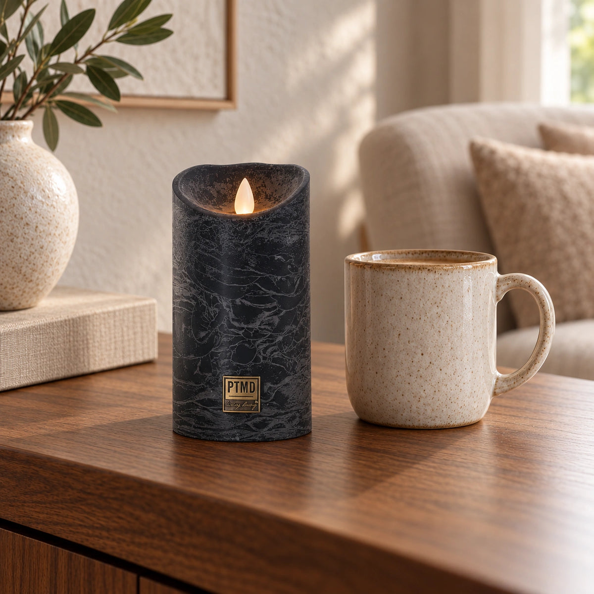 LED Candle M with Moving Flame and Timer Function - Battery Operated | PTMD
