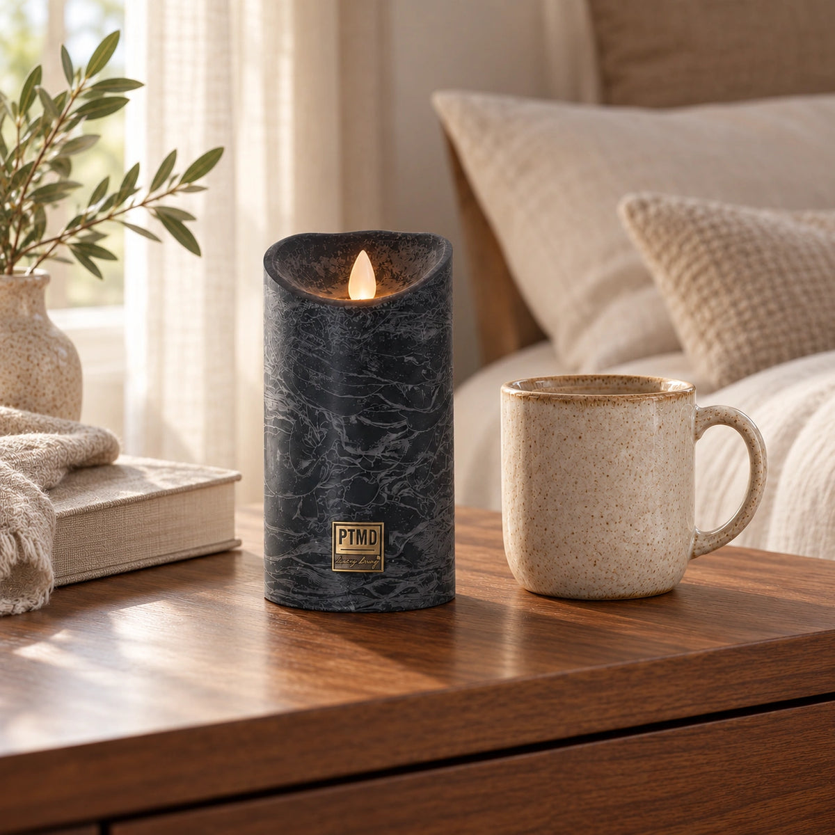 LED Candle M with Moving Flame and Timer Function - Battery Operated | PTMD
