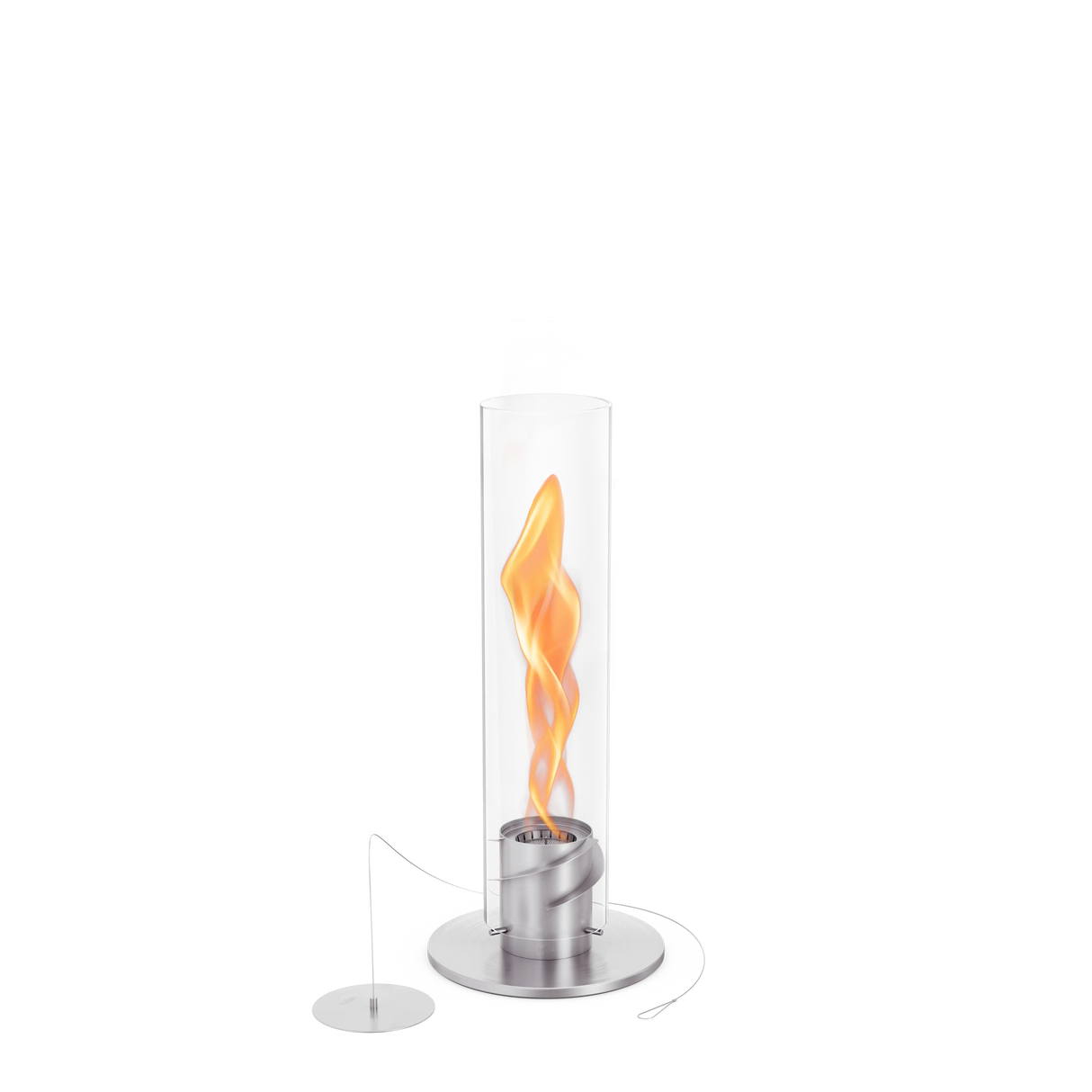Tischkamin – Rotierende Flamme, Glaszylinder, Edelstahl - Spin | höfats