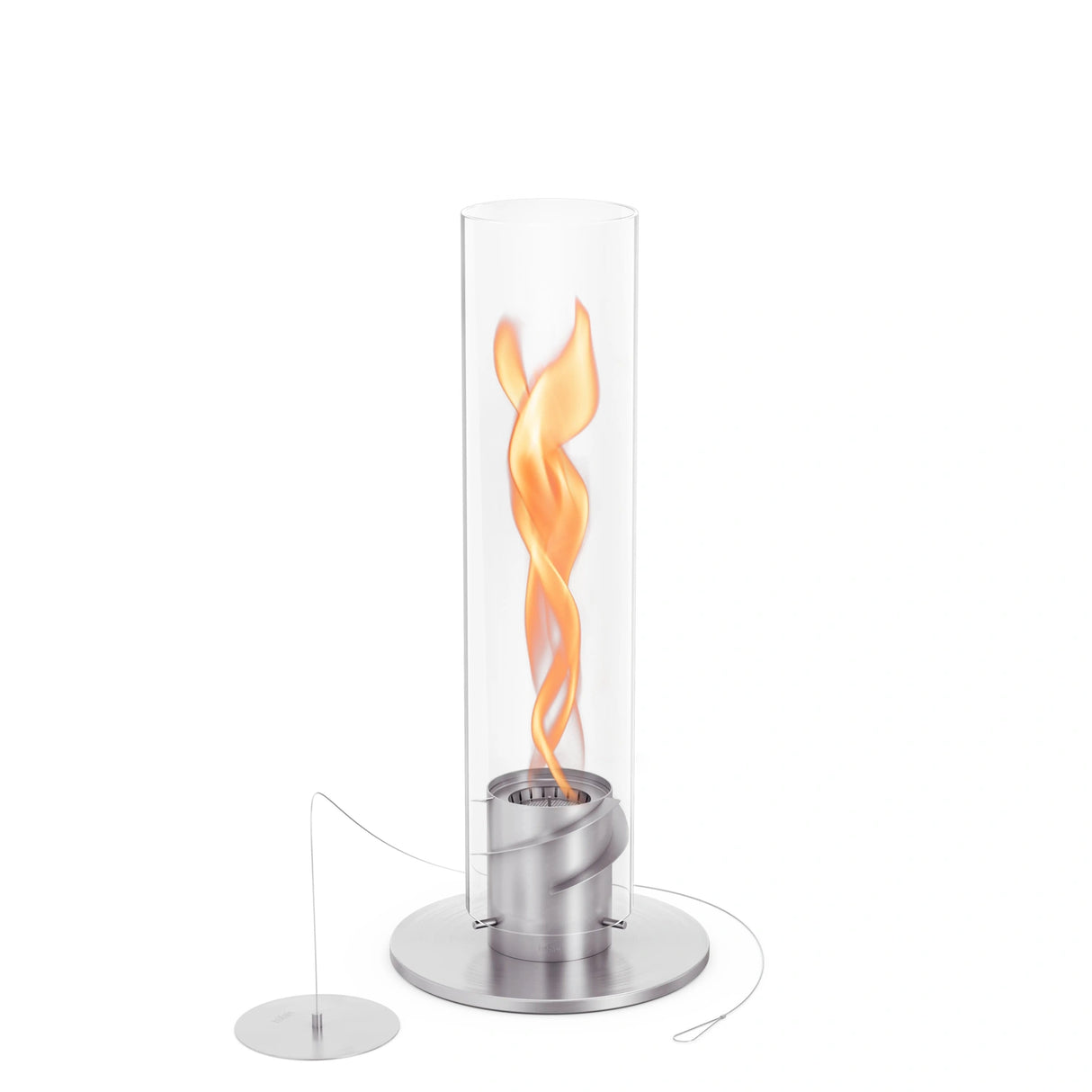 Tischkamin – Rotierende Flamme, Glaszylinder, Edelstahl - Spin | höfats