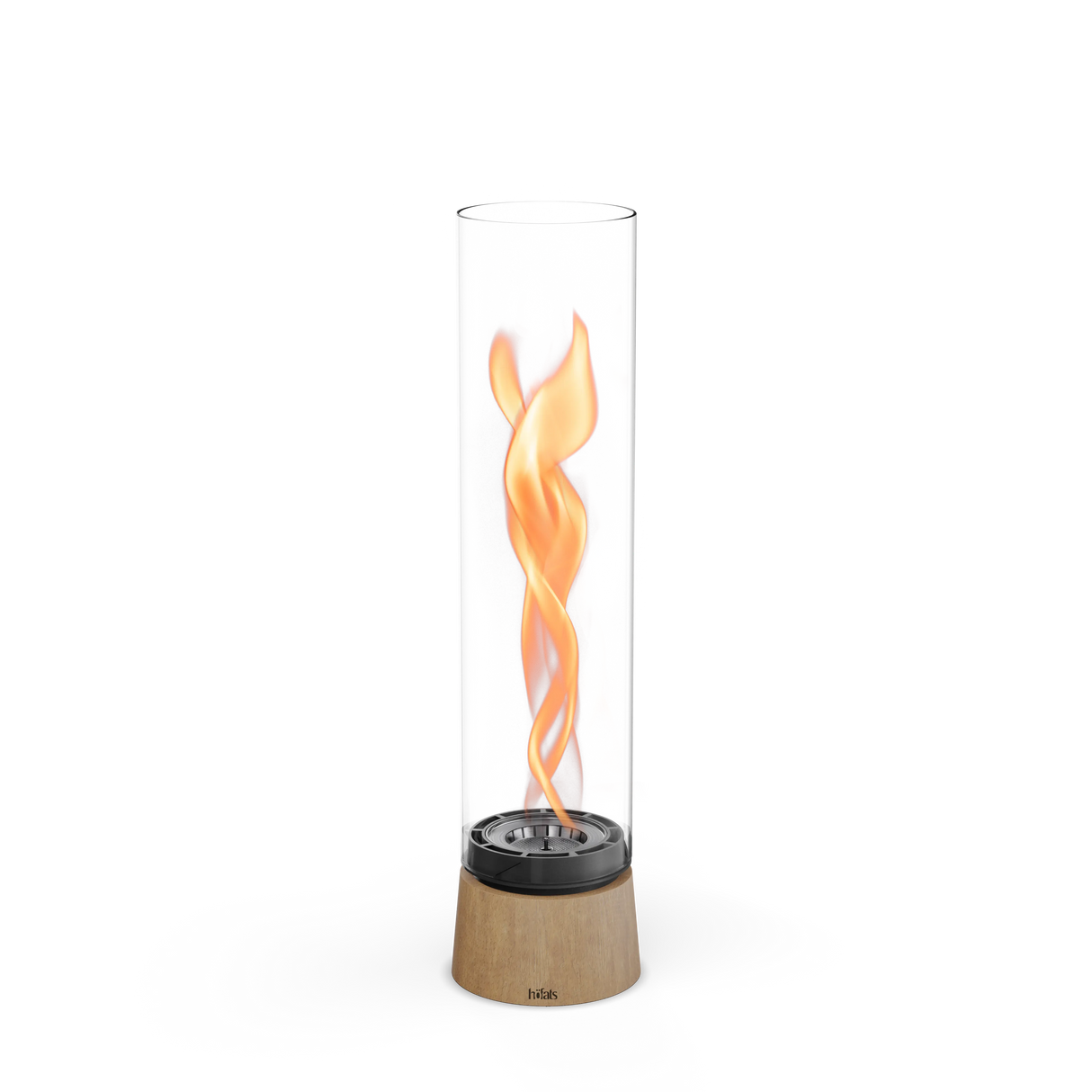 Tischkamin - Wirbel Flamme, Glas Zylinder, Stahl Gehäuse - Spin Air | höfats
