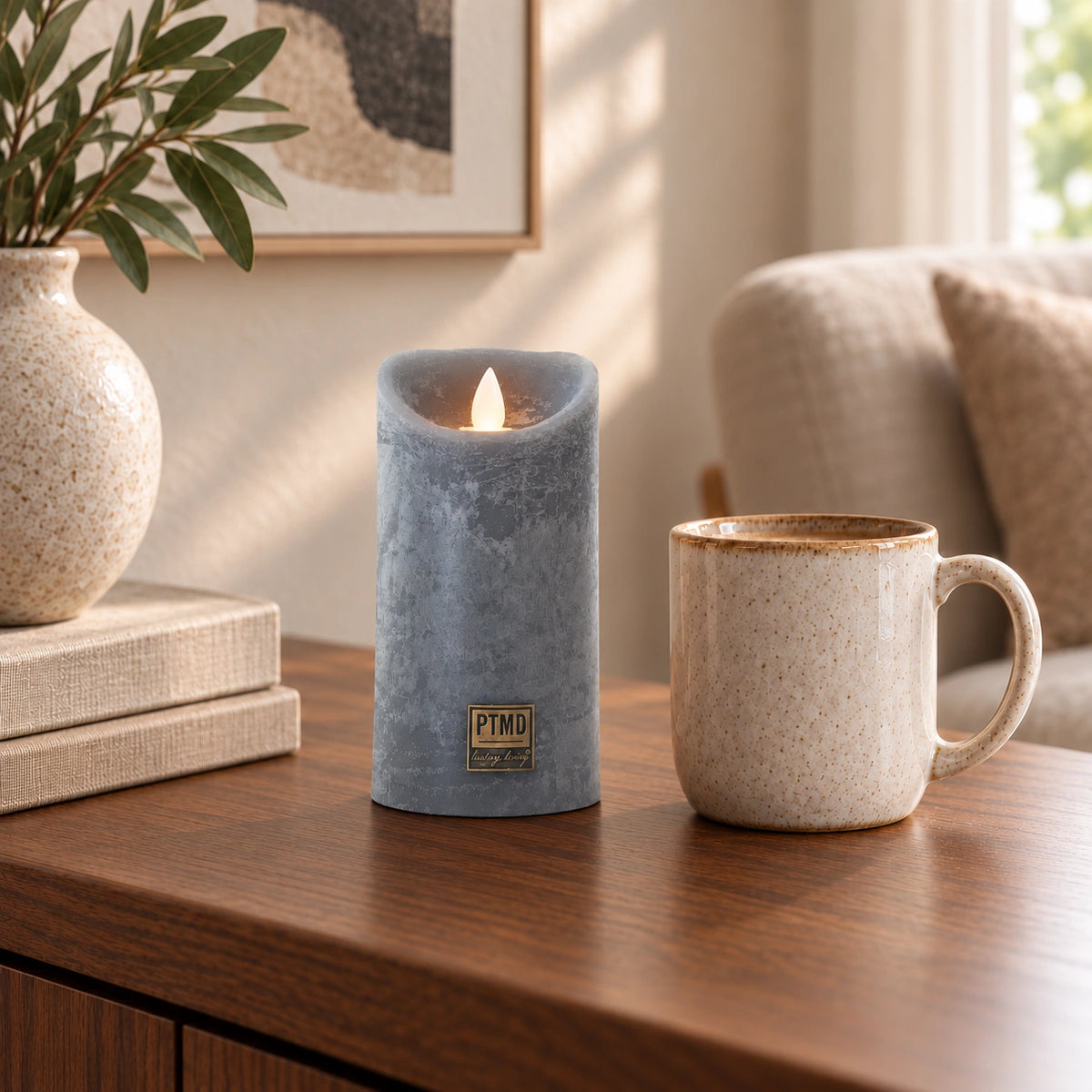 LED Candle M with Moving Flame and Timer Function - Battery Operated | PTMD
