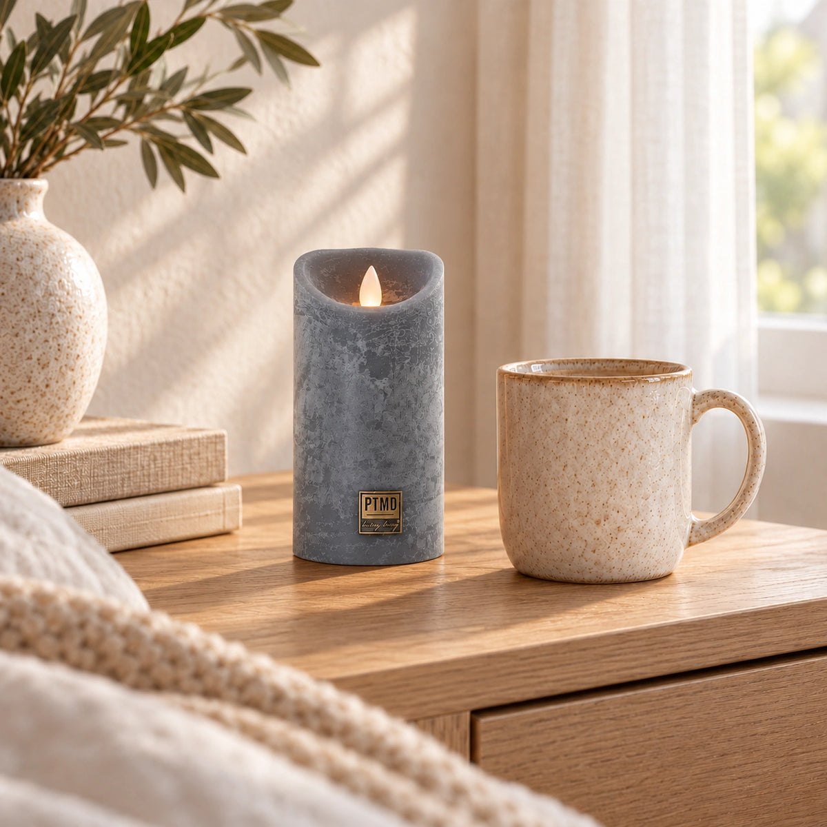 LED Candle M with Moving Flame and Timer Function - Battery Operated | PTMD