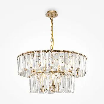 Pendelleuchte – Goldfarbenes Metall, Kristall Design, 12×E14 Fassung, Ø68 cm - Puntes | Maytoni