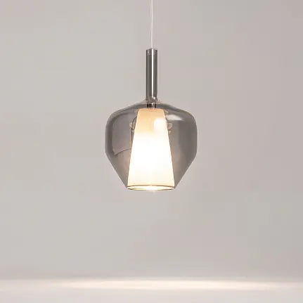 Pendant lamp with smoke-colored mirrored double shades, black metal base and dimmable LED – Duality | Maytoni