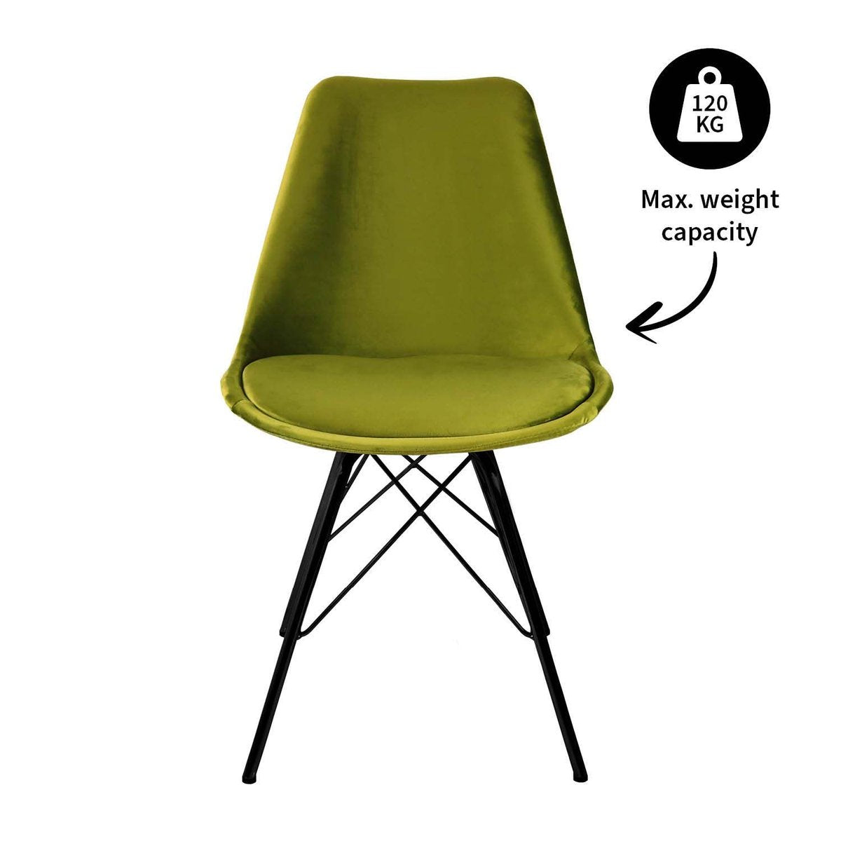 Esszimmerstuhl – Velvet Stoff, Metallgestell, Kuipform Design, Grün Farbe - Velvet | Kick