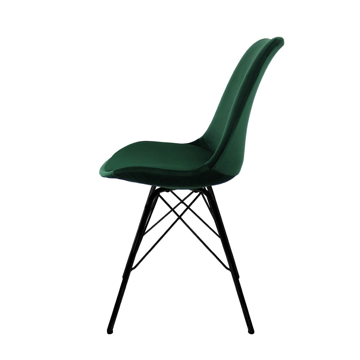Esszimmerstuhl – Velvet Stoff, Metallgestell, Kuipform Design, Dunkelgrün Farbe - Velvet | Kick