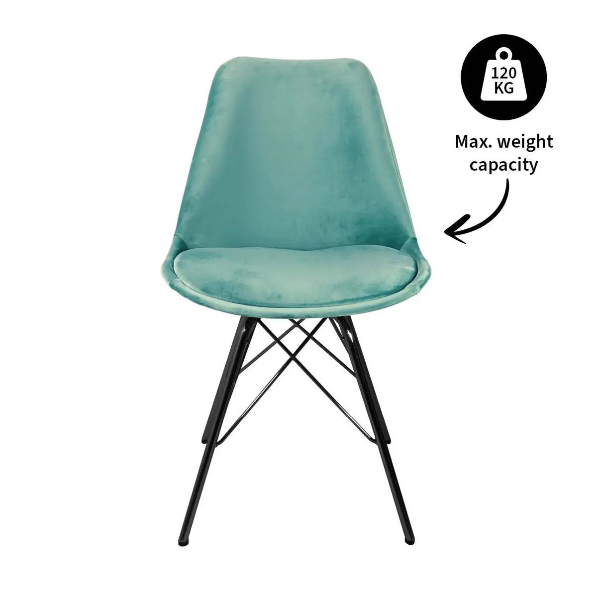Esszimmerstuhl – Velvet Stoff, Metallgestell, Kuipform Design, Mintgrün Farbe - Velvet | Kick