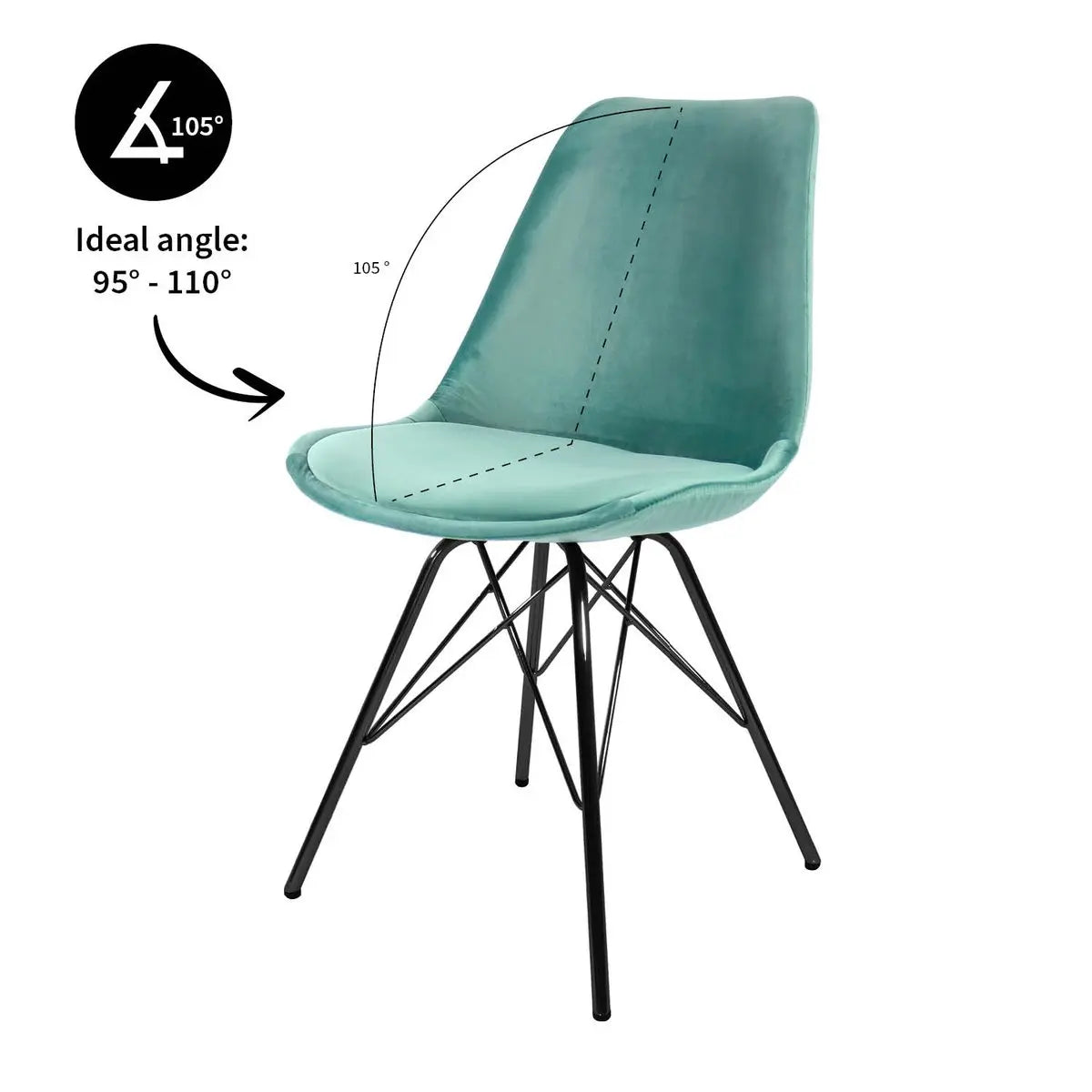 Esszimmerstuhl – Velvet Stoff, Metallgestell, Kuipform Design, Mintgrün Farbe - Velvet | Kick