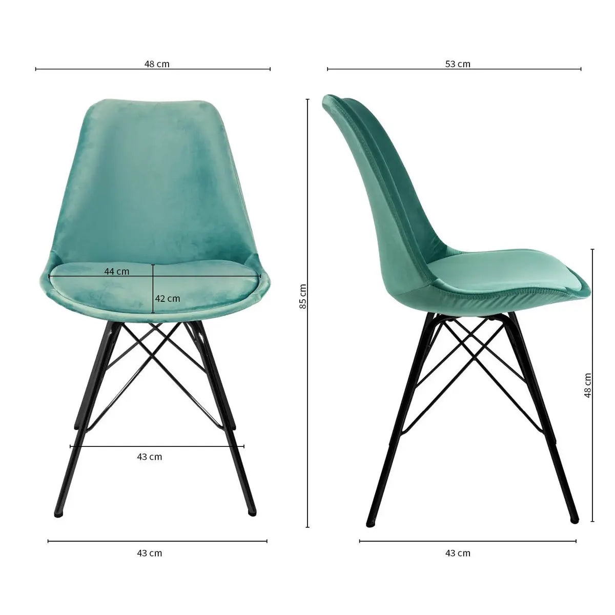 Esszimmerstuhl – Velvet Stoff, Metallgestell, Kuipform Design, Mintgrün Farbe - Velvet | Kick