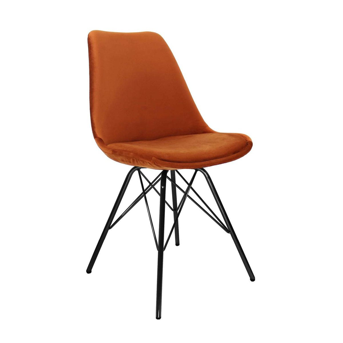 Esszimmerstuhl – Velvet Stoff, Metallgestell, Kuipform Design, Orange Farbe - Velvet | Kick