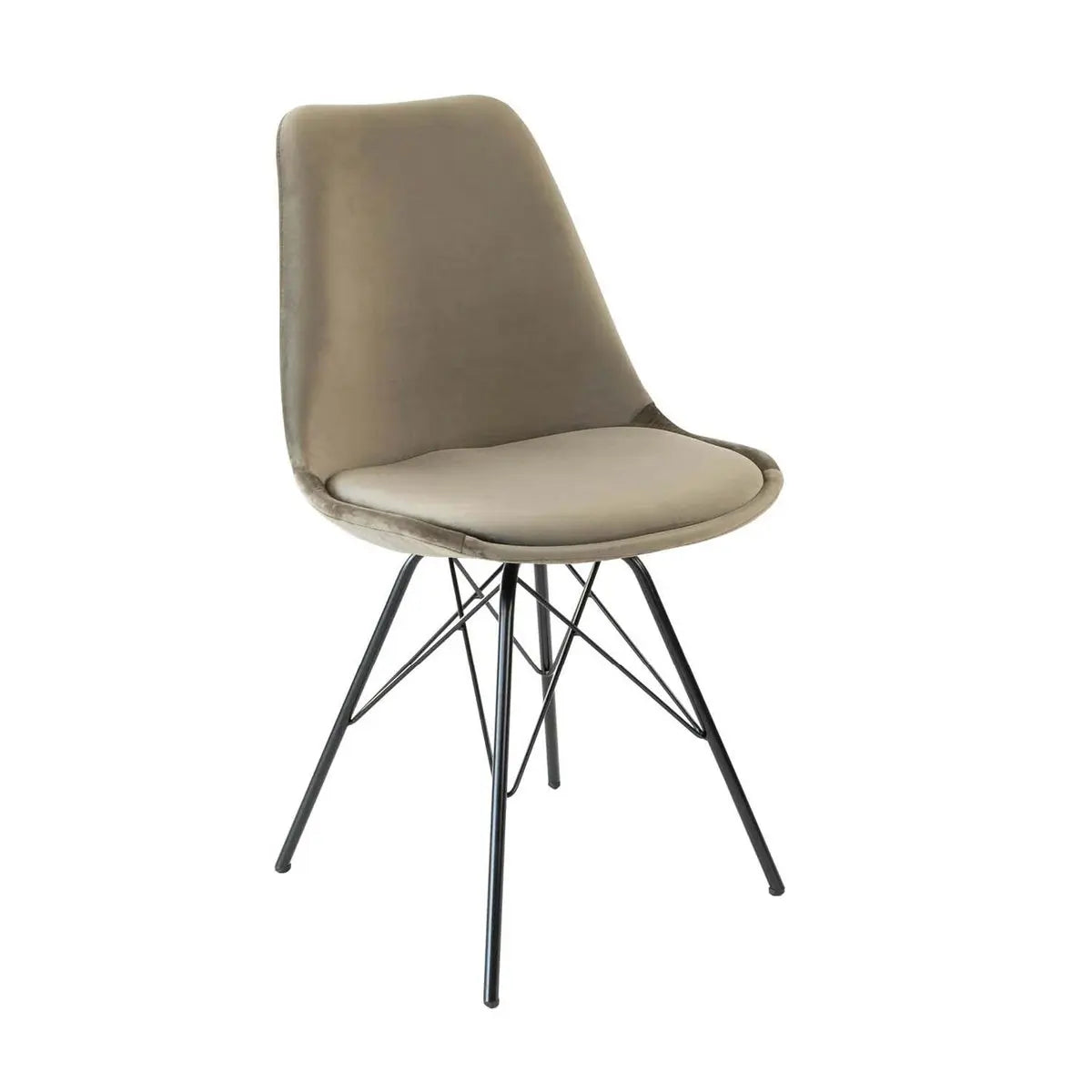 Esszimmerstuhl – Velvet Stoff, Metallgestell, Kuipform Design, Taupe Farbe - Velvet | Kick