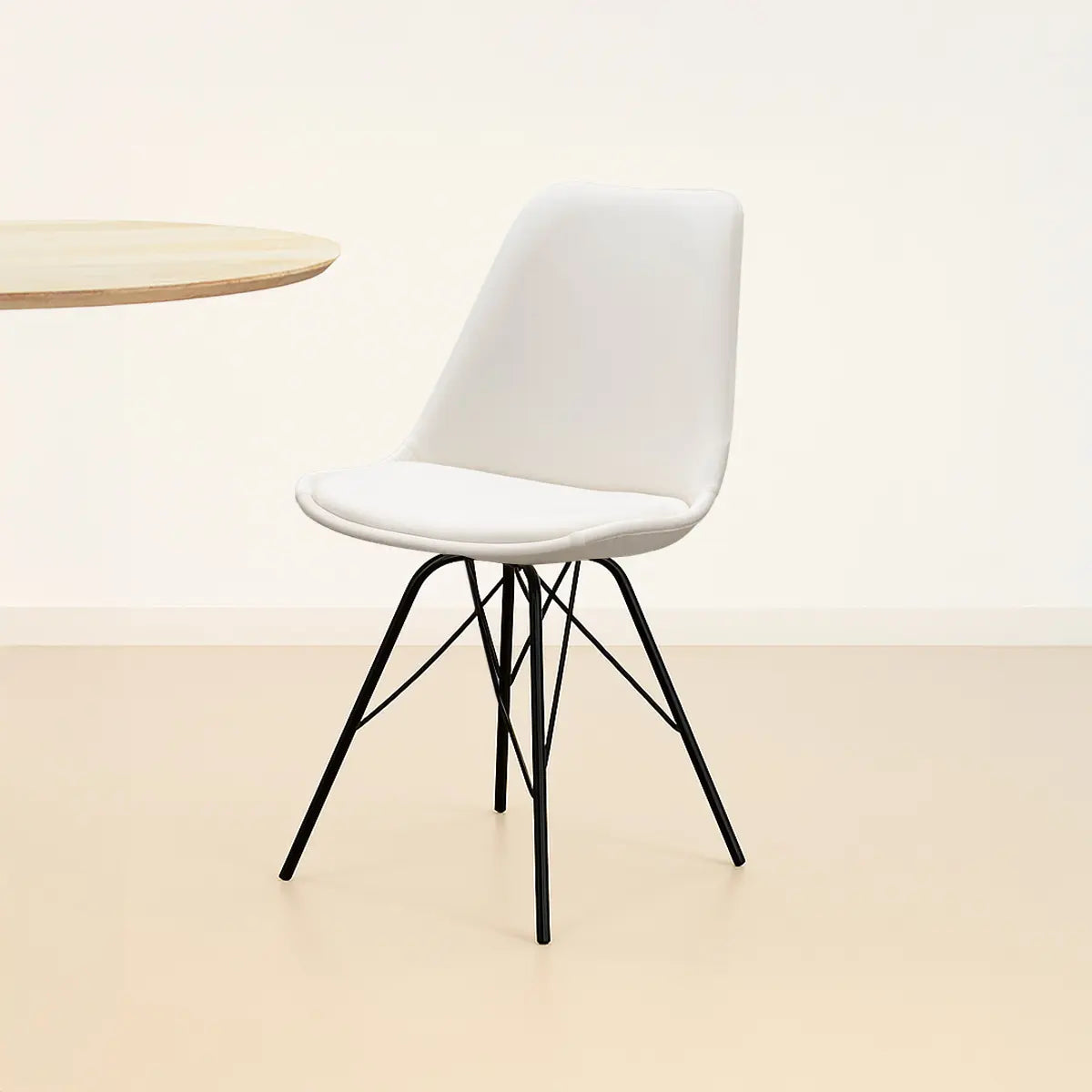 Esszimmerstuhl – Velvet Stoff, Metallgestell, Kuipform Design, Elfenbein Farbe - Velvet | Kick