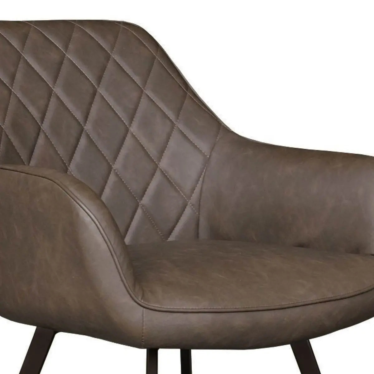 Esszimmerstuhl – Braunes PU-Leder, Schwarzes Metall, Federnder Sitz - Karl | Kick Collection
