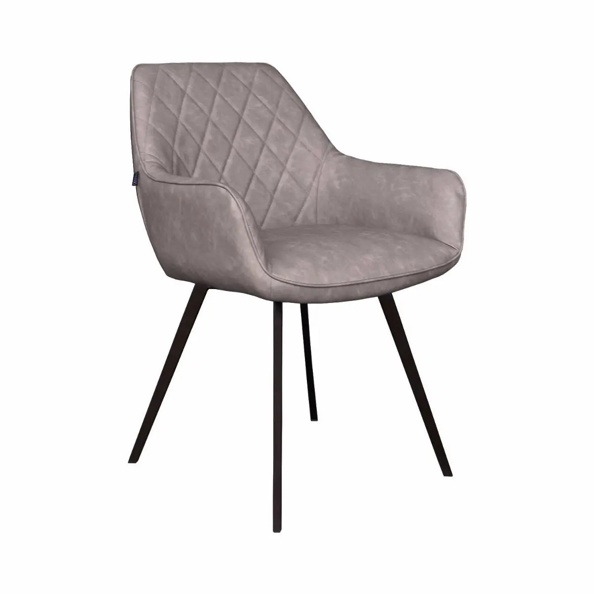 Esszimmerstuhl – Graubeiges PU-Leder, Schwarzes Metall, Federnder Sitz - Karl | Kick Collection