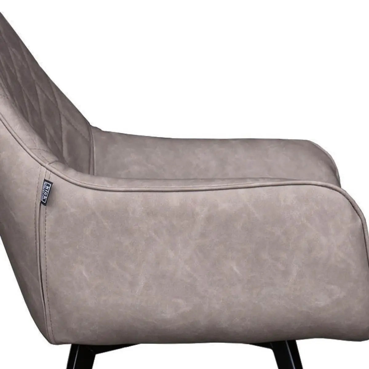 Esszimmerstuhl – Graubeiges PU-Leder, Schwarzes Metall, Federnder Sitz - Karl | Kick Collection