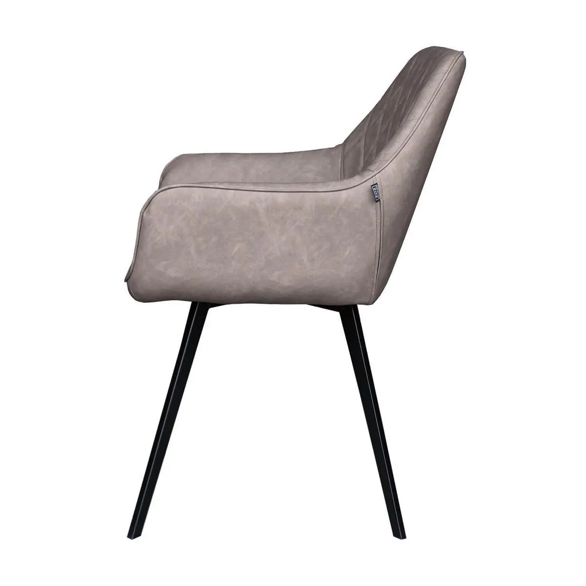 Esszimmerstuhl – Graubeiges PU-Leder, Schwarzes Metall, Federnder Sitz - Karl | Kick Collection