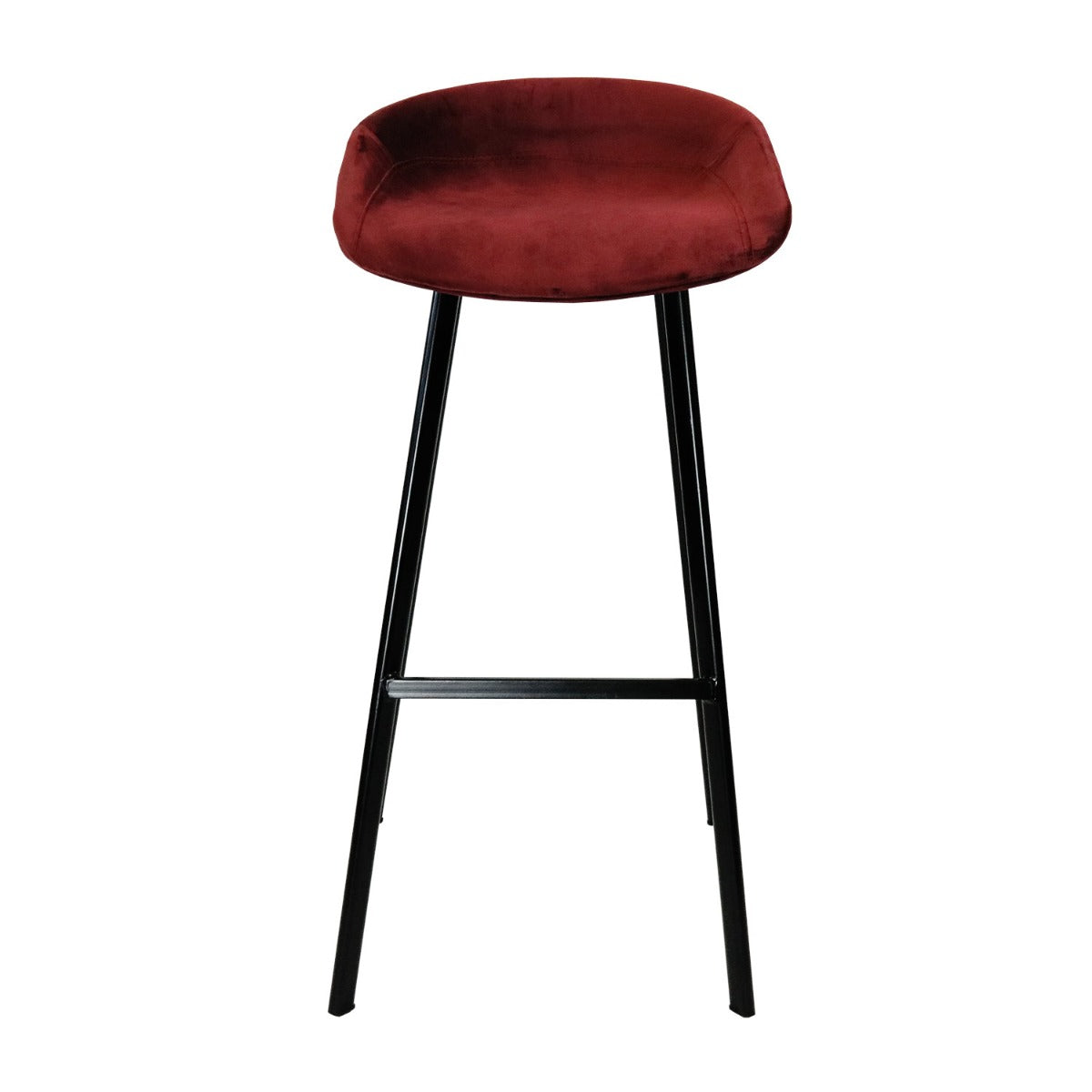 Barhocker – Roter Ton, Velours Sitz, Metall Fuß, 70 cm - Finn | Kick Collection