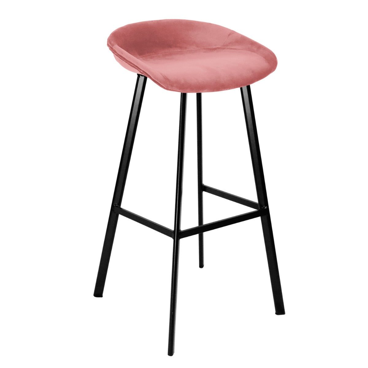 Barhocker – Rosa Ton, Velours Sitz, Metall Fuß, 70 cm - Finn | Kick Collection