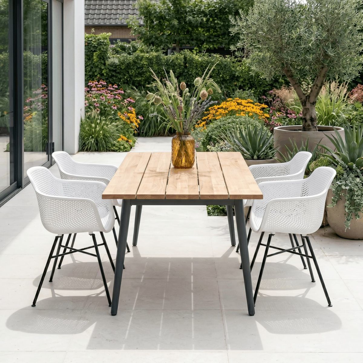 Gartenstuhl – Kunststoffschale, Metallgestell, Weiße Farbe - Indy | Kick Collection
