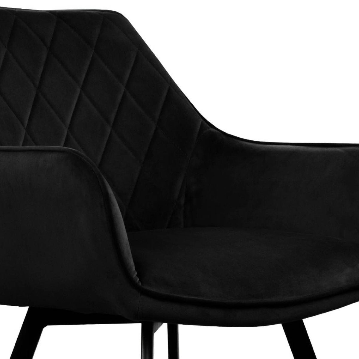 Esszimmerstuhl – Schwarzer Velvet Stoff, Schwarzes Metall, Schwarze Farbe - Karl | Kick Collection
