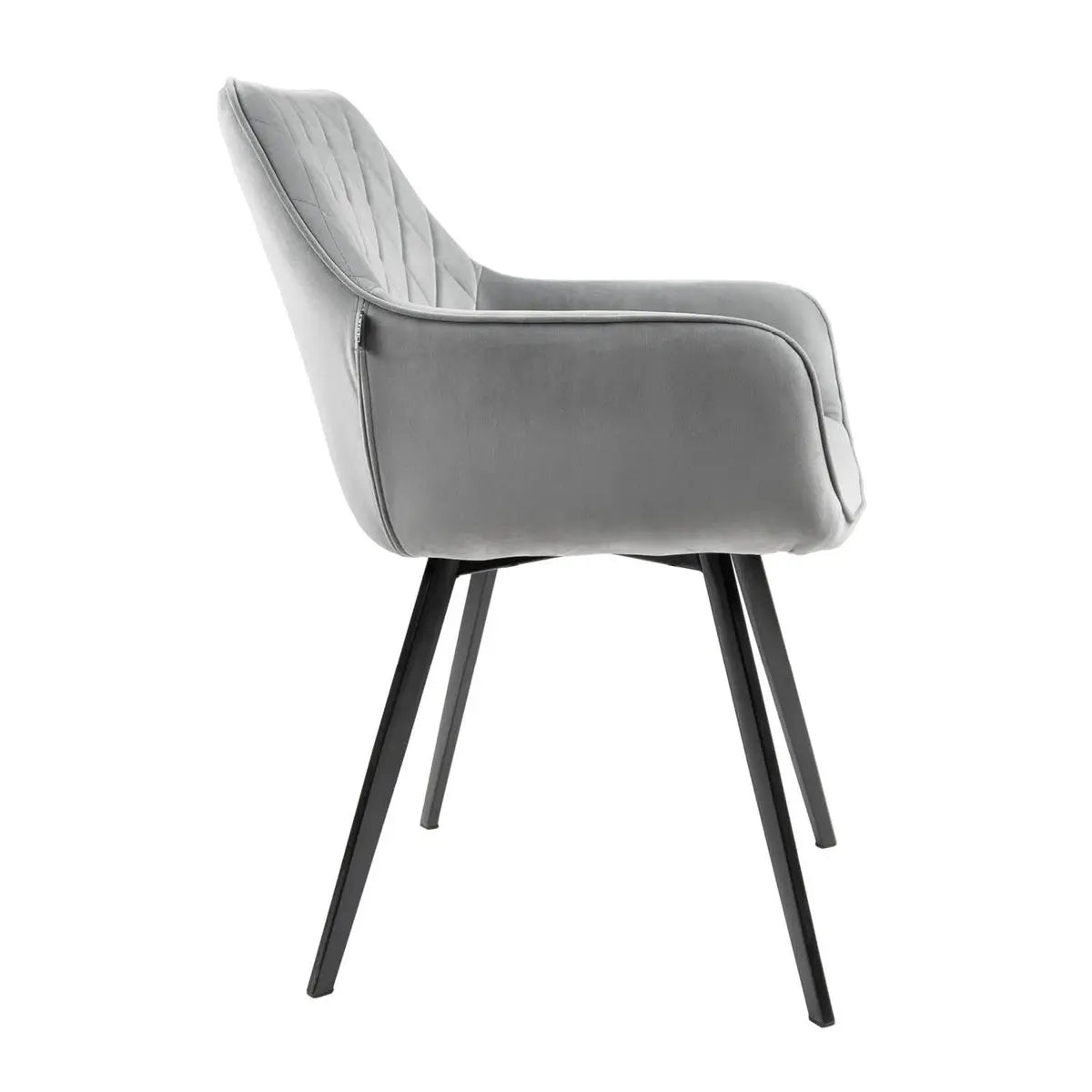 Esszimmerstuhl – Velvet Stoff, Schwarzes Metallgestell, Graue Farbe - Karl | Kick Collection