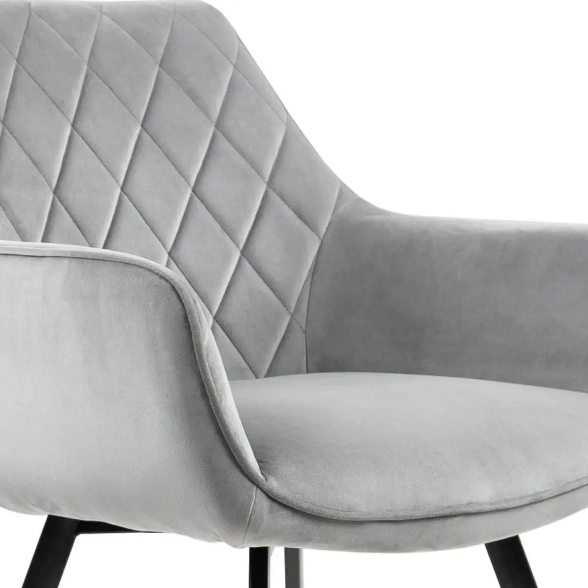 Esszimmerstuhl – Velvet Stoff, Schwarzes Metallgestell, Graue Farbe - Karl | Kick Collection