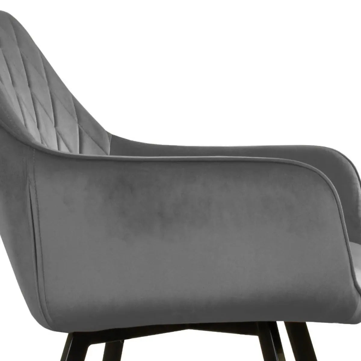 Esszimmerstuhl – Velvet Stoff, Schwarzes Metallgestell, Dunkelgraue Farbe - Karl | Kick Collection
