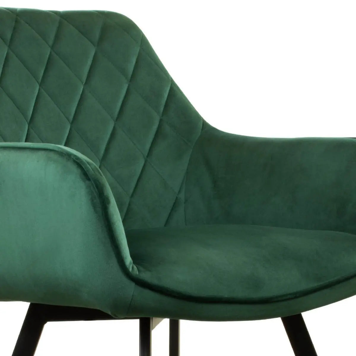 Esszimmerstuhl – Velvet Stoff, Schwarzes Metallgestell, Dunkelgrüne Farbe - Karl | Kick Collection