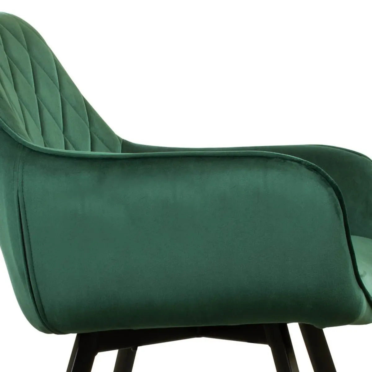 Esszimmerstuhl – Velvet Stoff, Schwarzes Metallgestell, Dunkelgrüne Farbe - Karl | Kick Collection