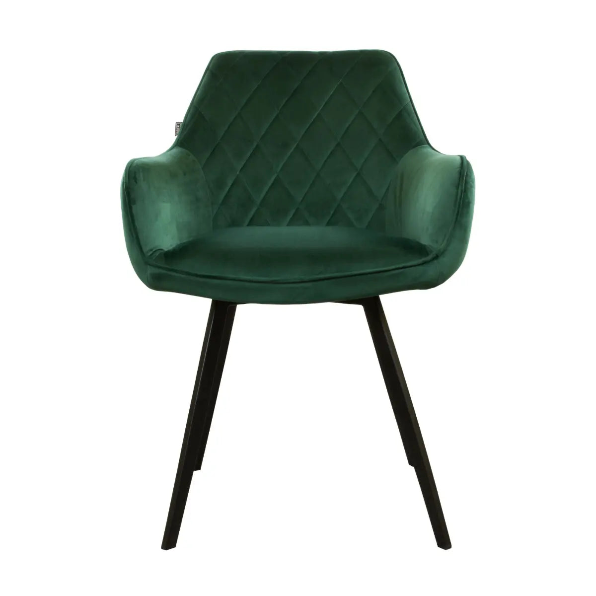 Esszimmerstuhl – Velvet Stoff, Schwarzes Metallgestell, Dunkelgrüne Farbe - Karl | Kick Collection