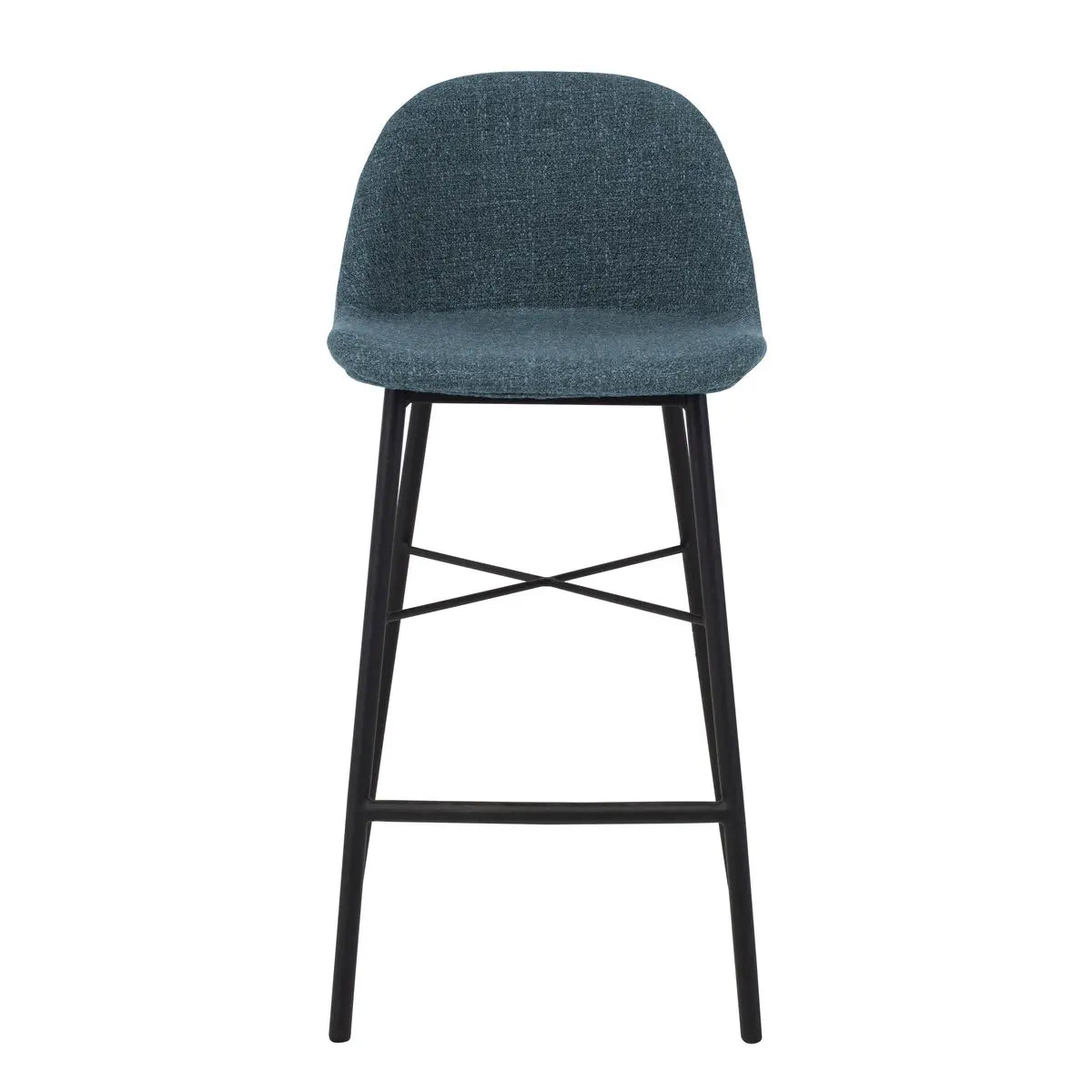Barhocker – Texture Stoff, Stahlgestell Schwarz, Blaue Farbe - Jade | Kick Collection
