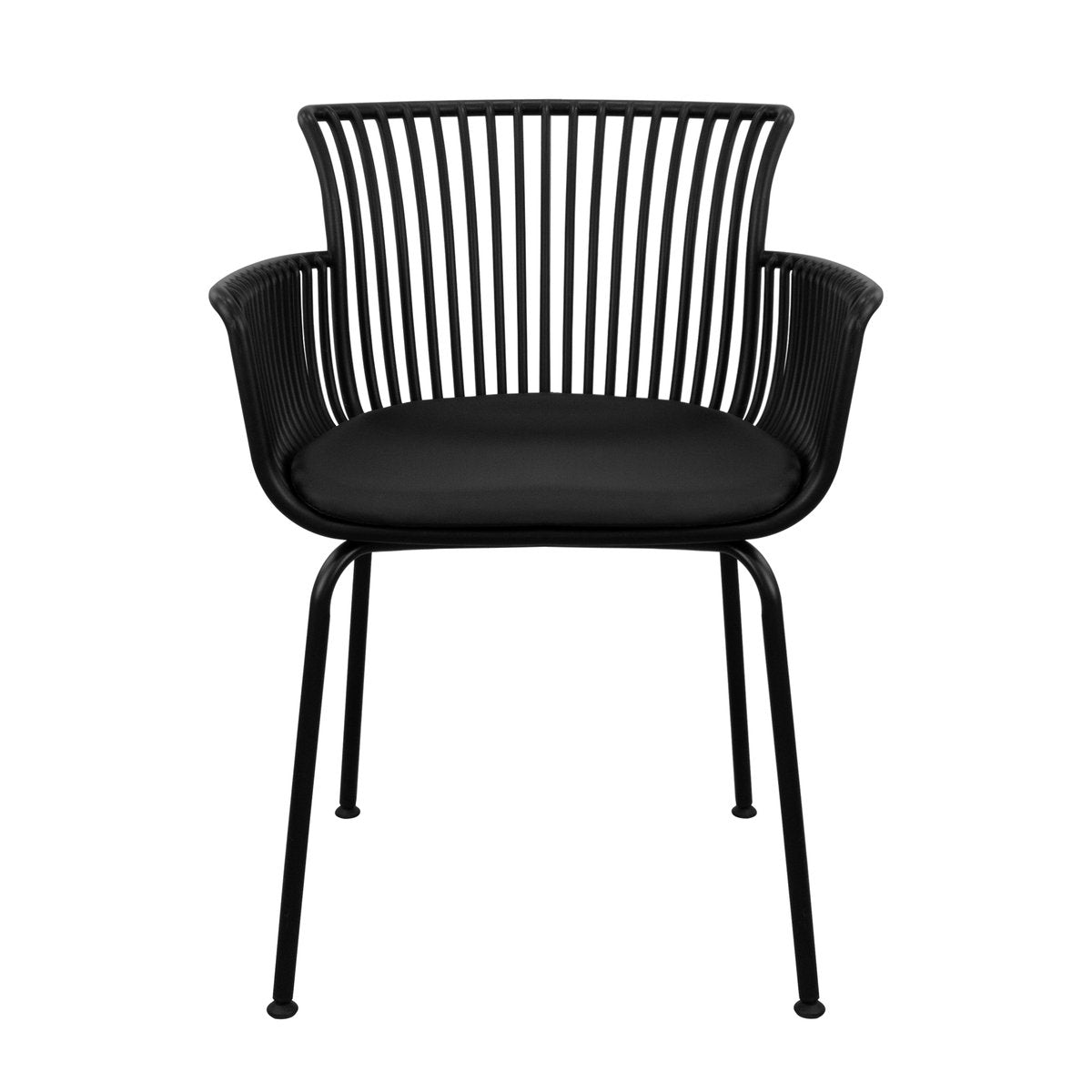 Gartenstuhl – Kunststoff Schale, PU-Leder Kissen, Schwarze Farbe - Otis | Kick Collection