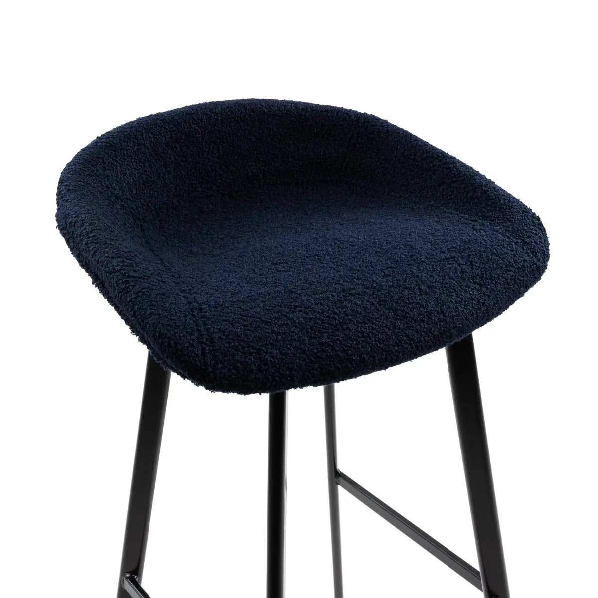 Barhocker – Blauer Bezug, Schwarzes Gestell, Weicher Sitz - Lily | Kick Collection
