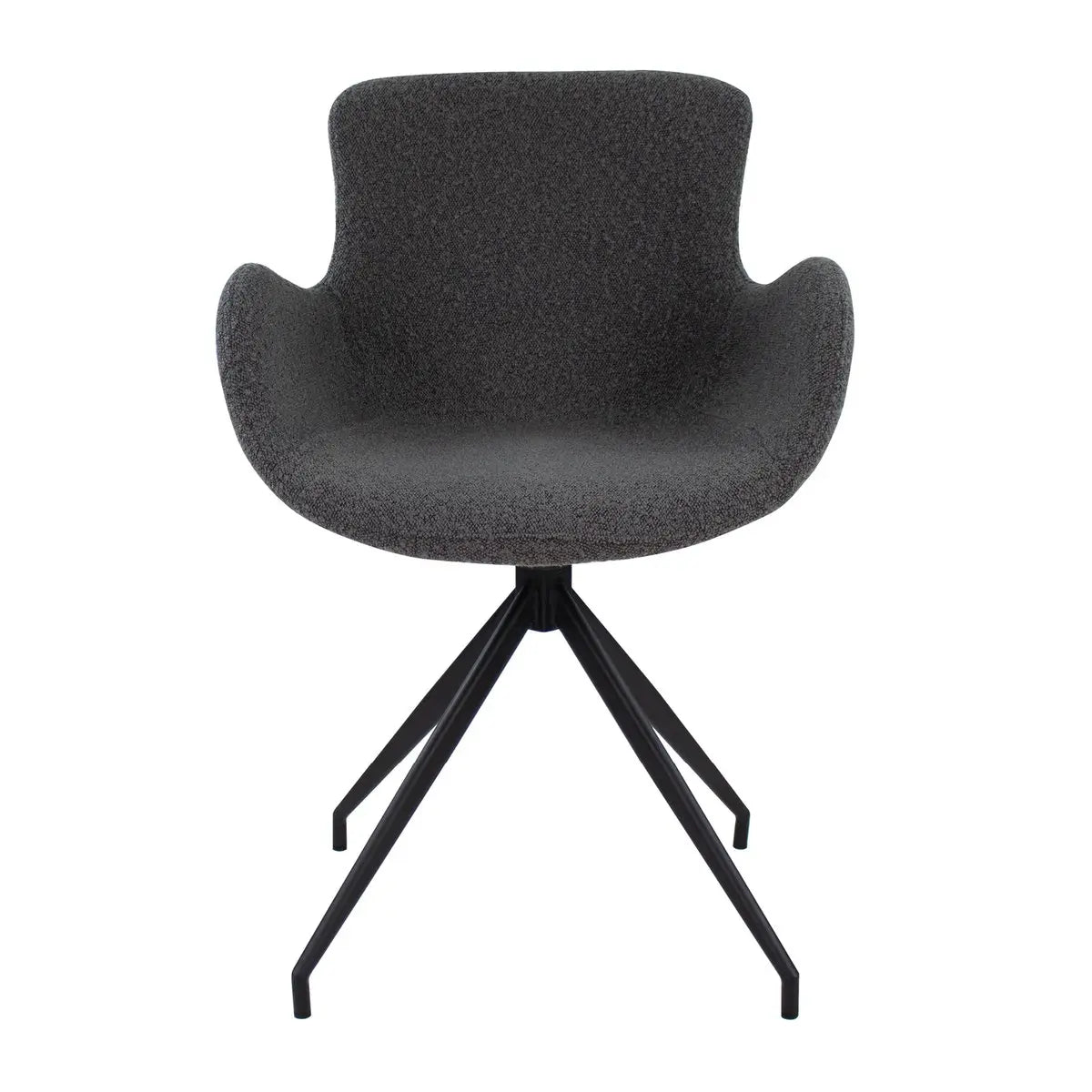 Drehstuhl – Bouclé Stoff, Drehbares Metallgestell, Dunkelgraue Farbe - Novi | Kick Collection