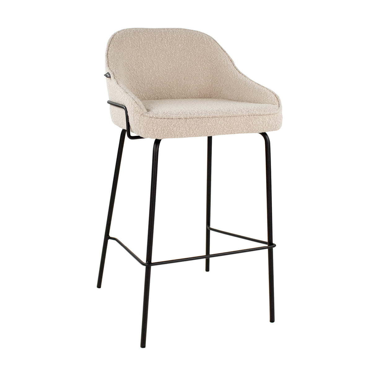 Bouclé Fabric Bar Stool Comfortable Backrest Black Metal Frame with Footrest – Sepp | Kick Collection