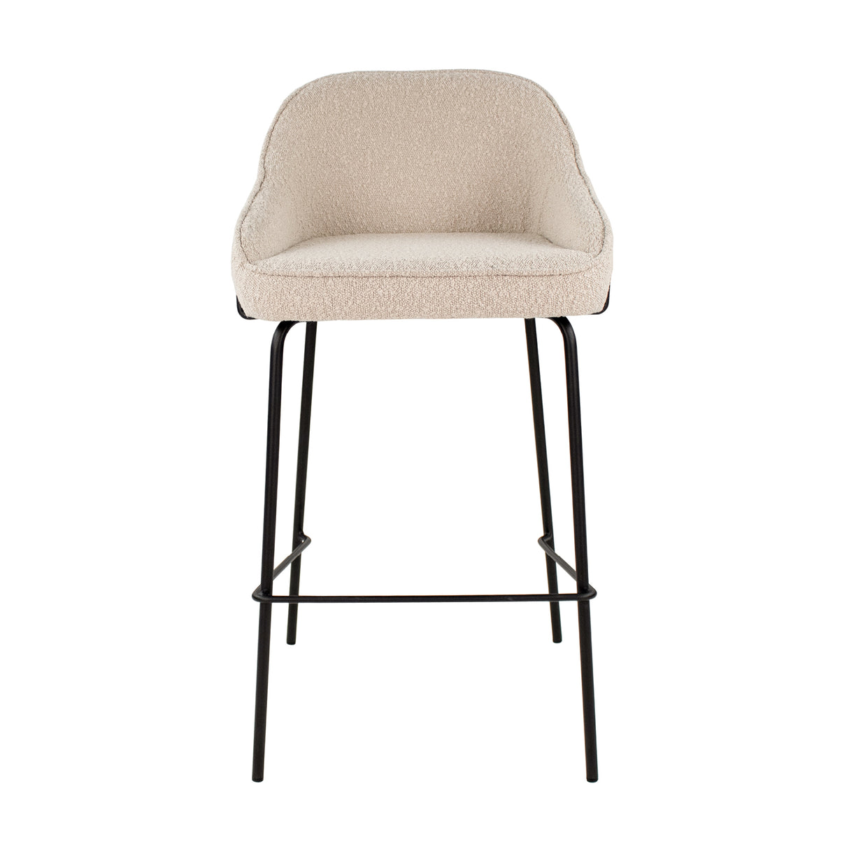 Bouclé Fabric Bar Stool Comfortable Backrest Black Metal Frame with Footrest – Sepp | Kick Collection