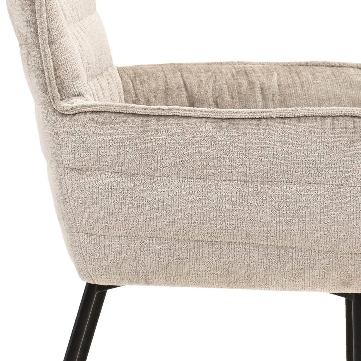 Esszimmerstuhl – Graubeiger Ton, Chenille Bezug, Geschwungene Rückenlehne - Goos | Kick Collection