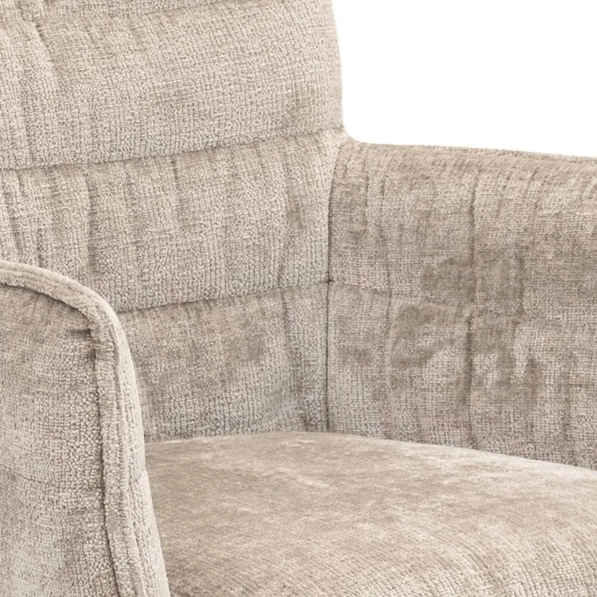 Esszimmerstuhl – Graubeiger Ton, Chenille Bezug, Geschwungene Rückenlehne - Goos | Kick Collection
