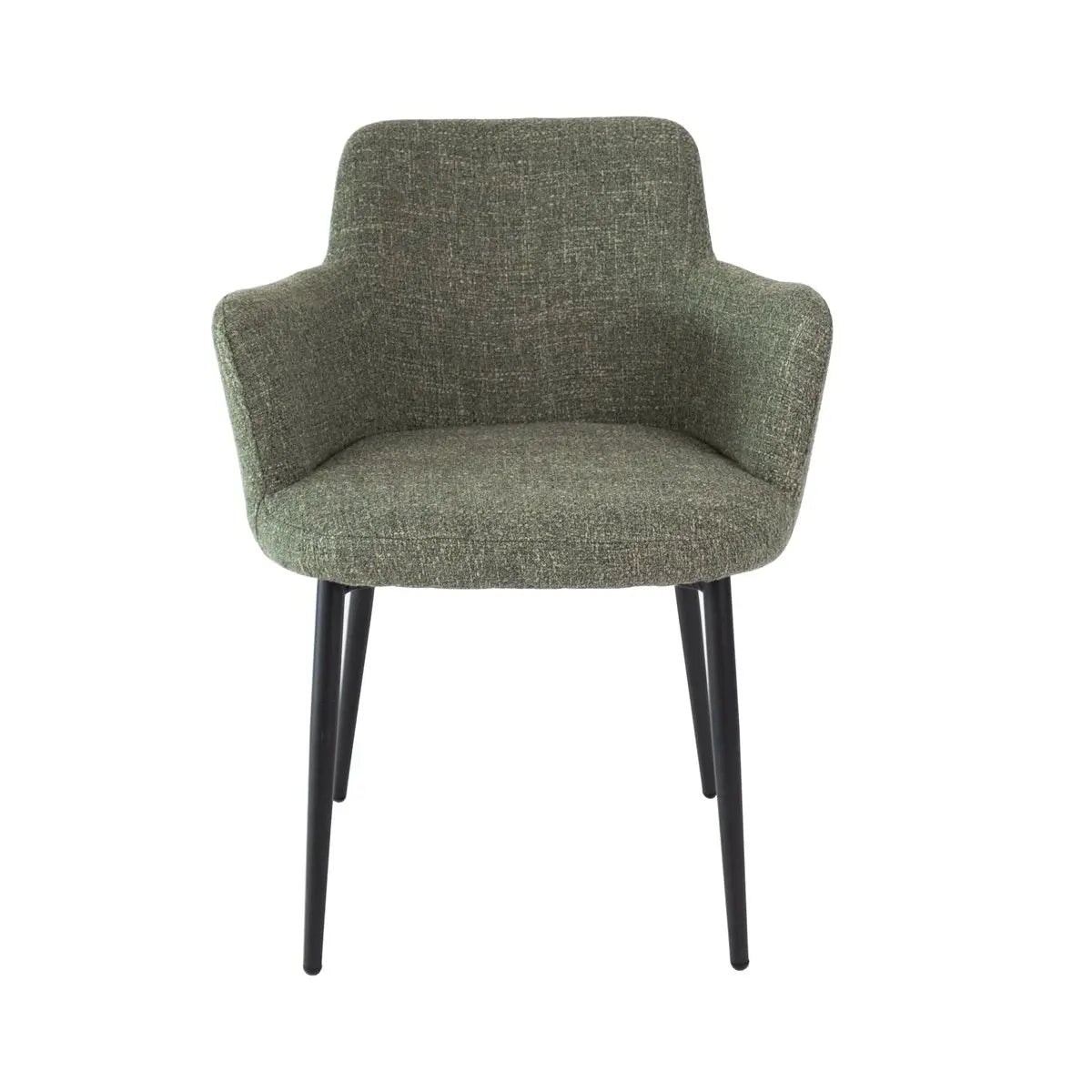 Esszimmerstuhl – Grüne Farbe, Texturstoff Bezug, Schwarzes Metallgestell - Emma | Kick Collection