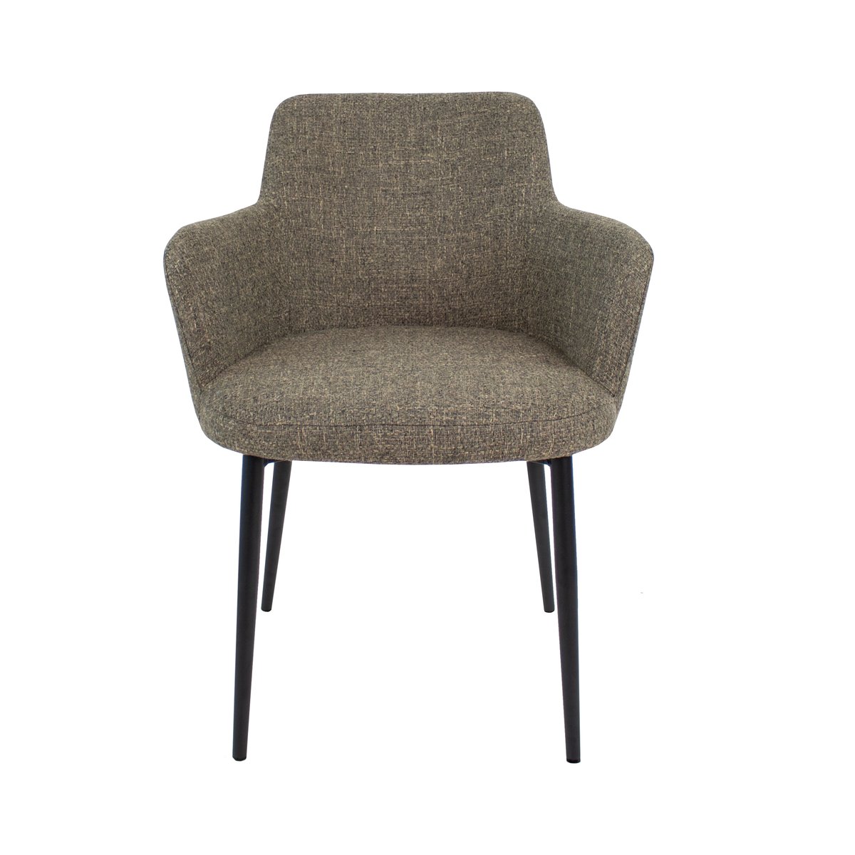 Esszimmerstuhl – Taupe Farbe, Texturstoff Bezug, Schwarzes Metallgestell - Emma | Kick Collection