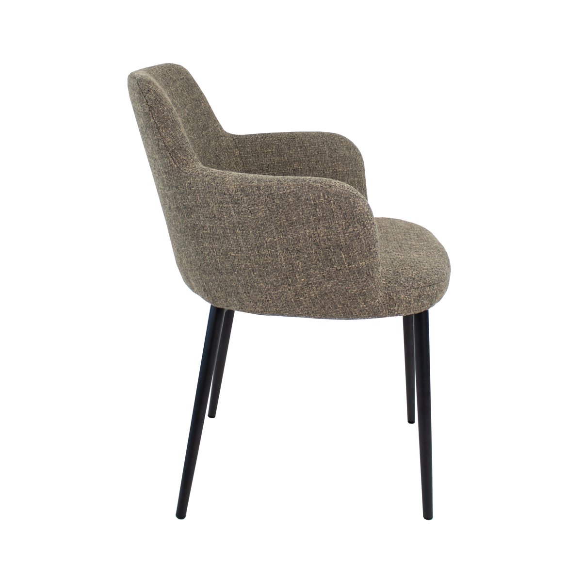 Esszimmerstuhl – Taupe Farbe, Texturstoff Bezug, Schwarzes Metallgestell - Emma | Kick Collection