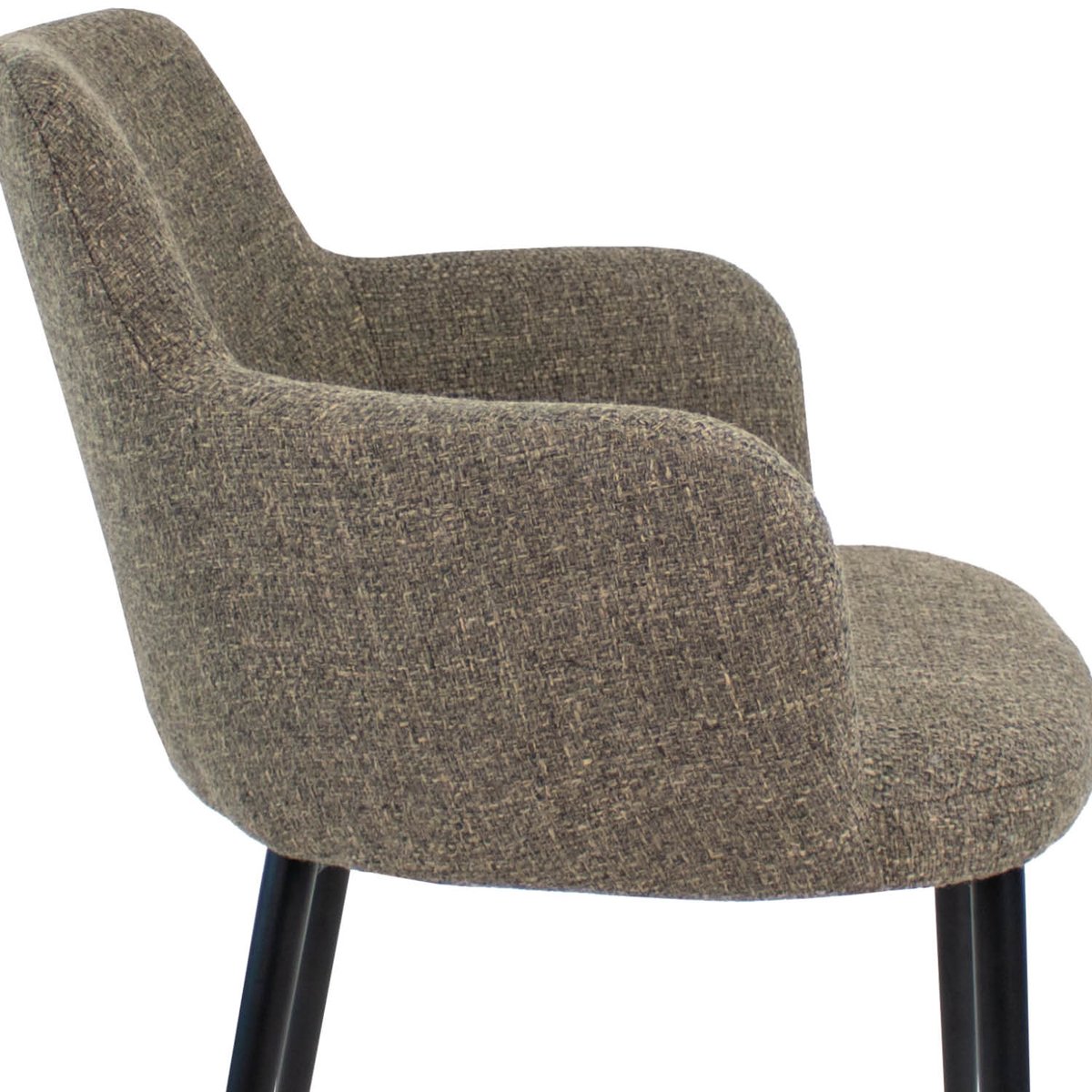 Esszimmerstuhl – Taupe Farbe, Texturstoff Bezug, Schwarzes Metallgestell - Emma | Kick Collection