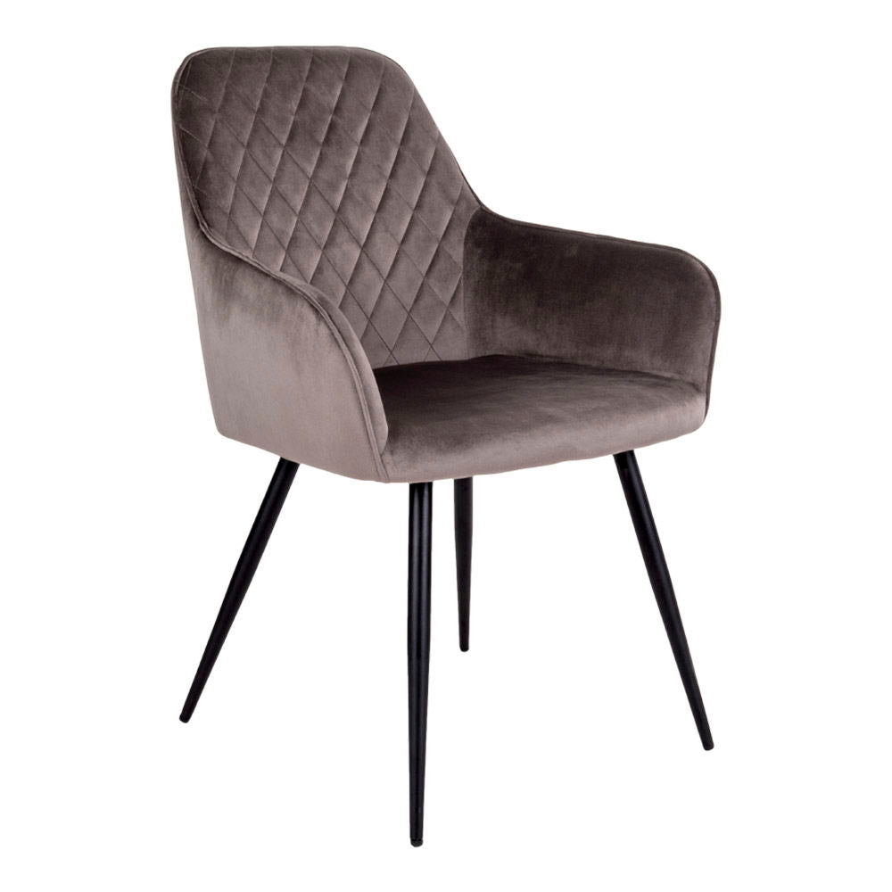 Esszimmerstuhl - Hellbrauner Samt, Schwarze Metallbeine, 87 cm Höhe - Harbo | House Nordic