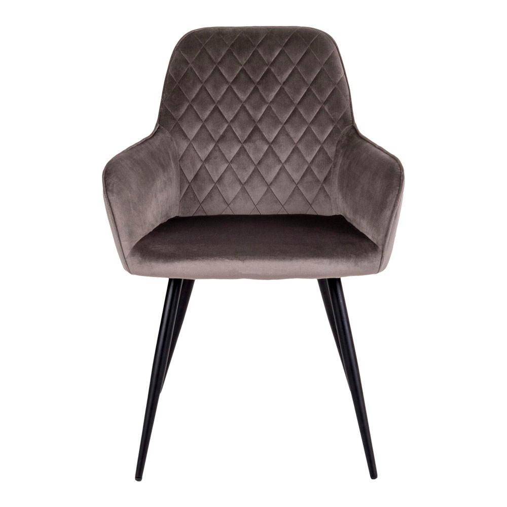 Esszimmerstuhl - Hellbrauner Samt, Schwarze Metallbeine, 87 cm Höhe - Harbo | House Nordic