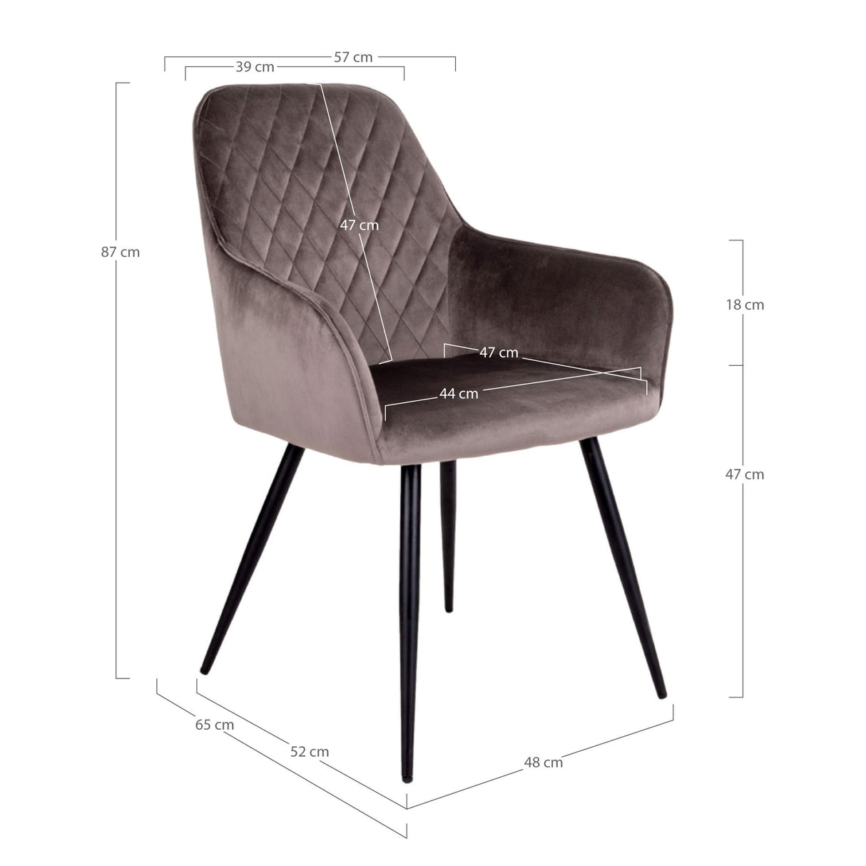 Esszimmerstuhl - Hellbrauner Samt, Schwarze Metallbeine, 87 cm Höhe - Harbo | House Nordic