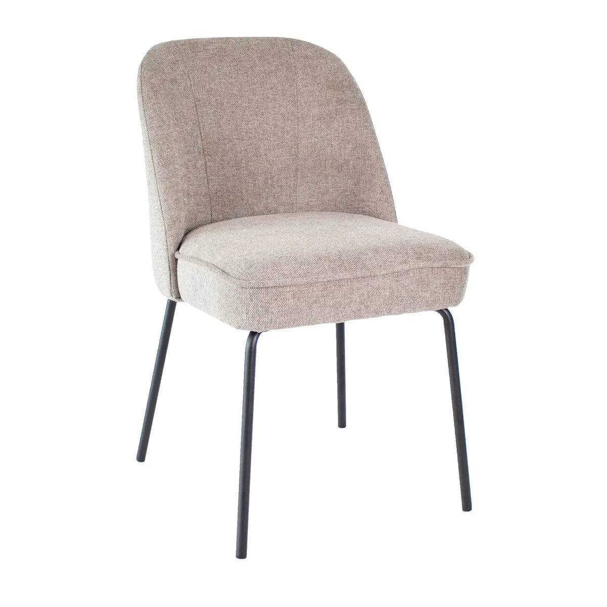 Esszimmerstuhl – Taupe Farbe, Weicher Stoff, Runde Rückenlehne - Britt | Kick Collection