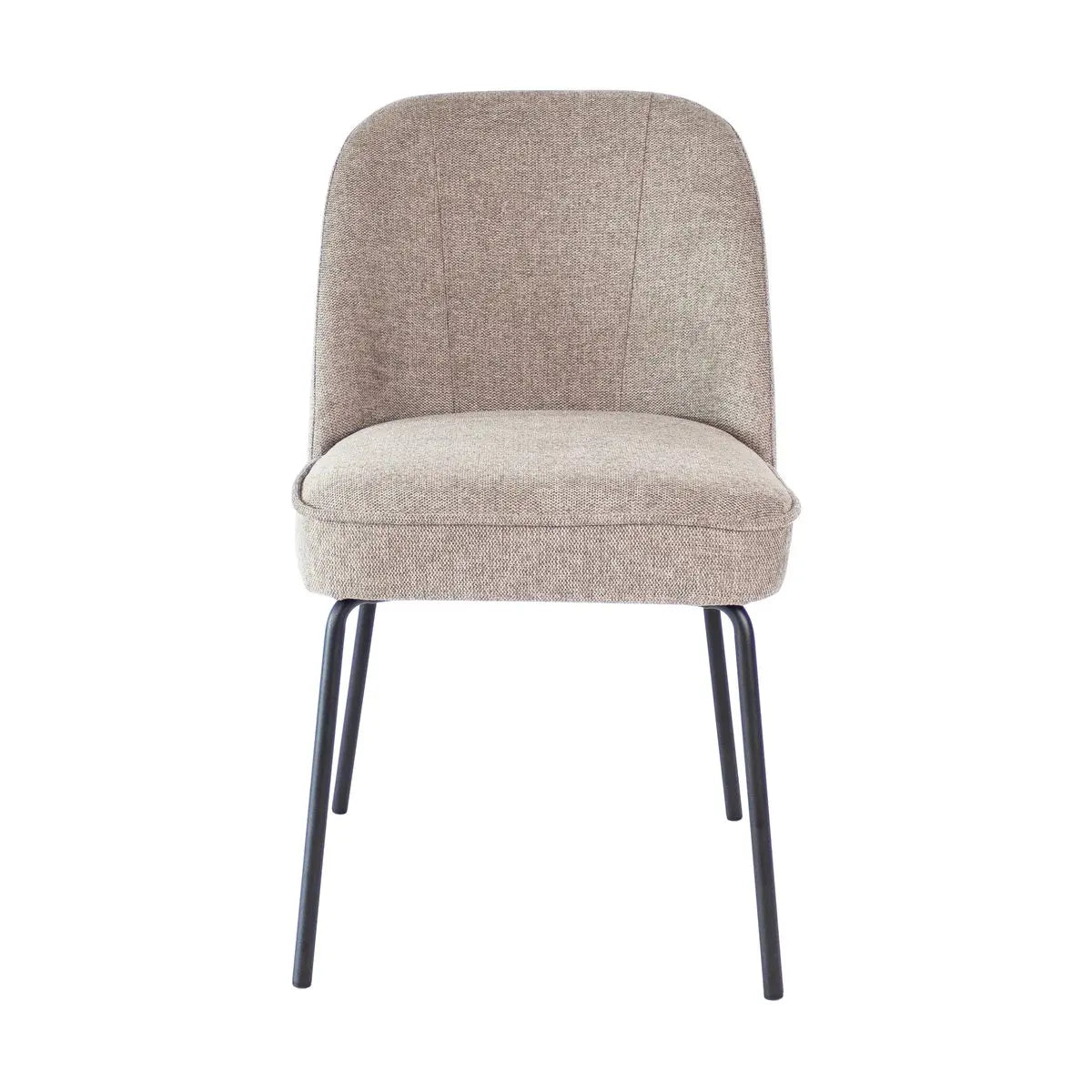 Esszimmerstuhl – Taupe Farbe, Weicher Stoff, Runde Rückenlehne - Britt | Kick Collection