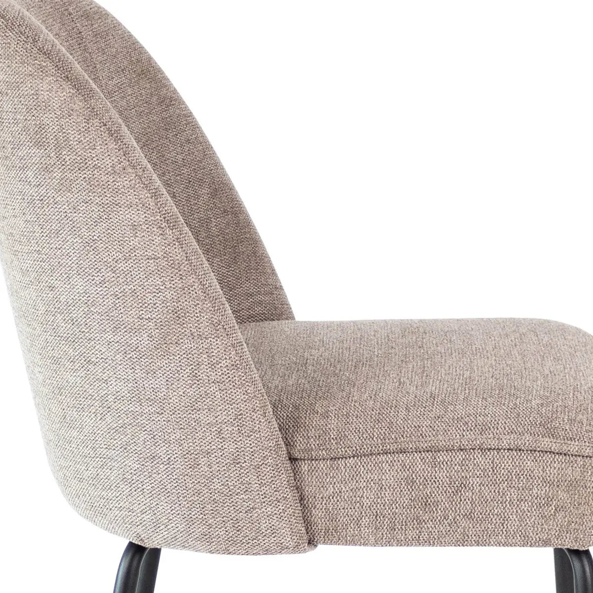 Esszimmerstuhl – Taupe Farbe, Weicher Stoff, Runde Rückenlehne - Britt | Kick Collection